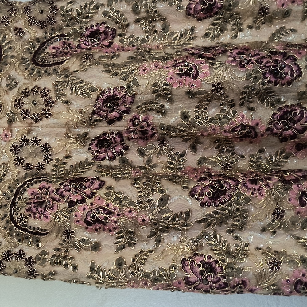 Elizabeth K GL2269  Elegant Beaded Lace Embroidery Floral Sleeveless Dress Sz Lg - Picture 12 of 17